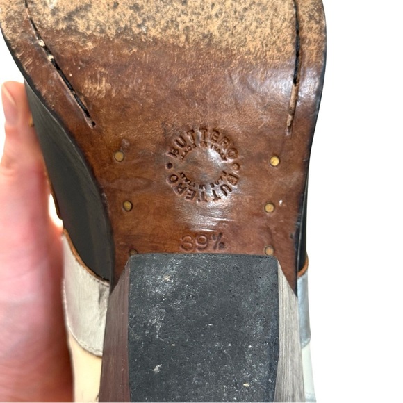 Buttero Women’s 9.5 Texan Ankle Boots Western Panels Distressed Black White - Picture 10 of 13